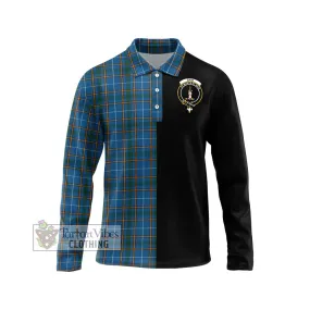 Bain Tartan Long Sleeve Polo Shirt with Family Crest and Half Of Me Style