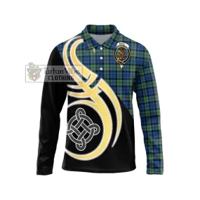 Baird Ancient Tartan Long Sleeve Polo Shirt with Family Crest and Celtic Symbol Style