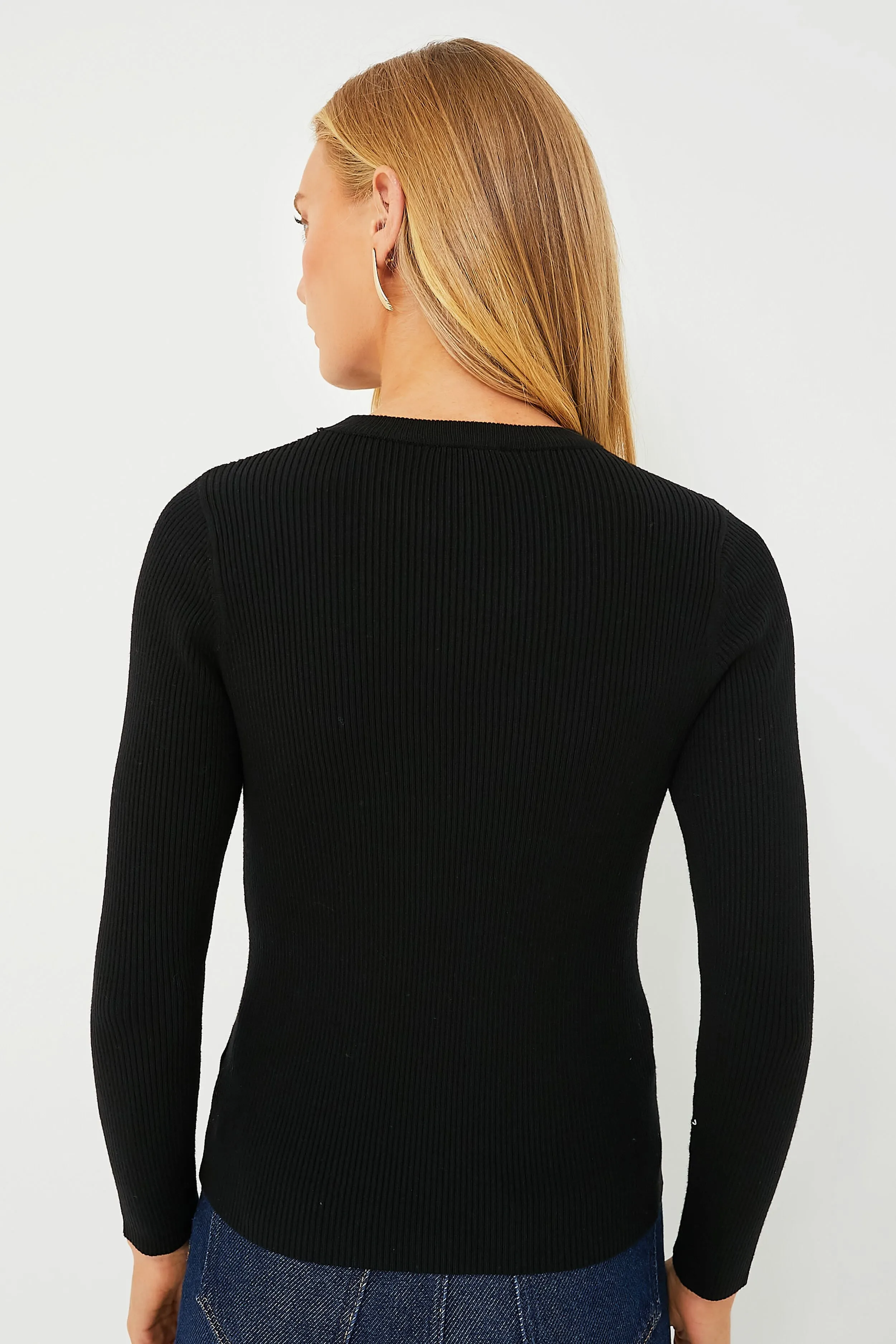 Black Alden Ribbed Crewneck