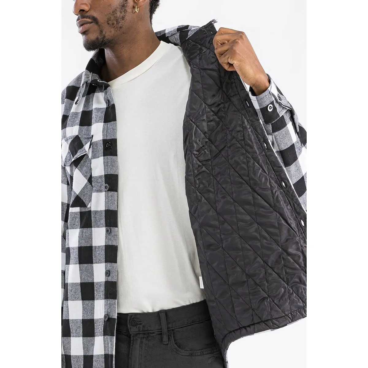 Black & White Quilted Flannel Shirt