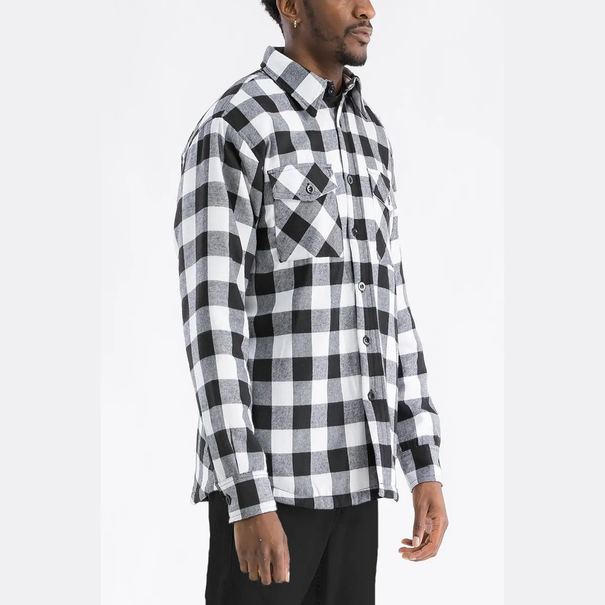 Black & White Quilted Flannel Shirt