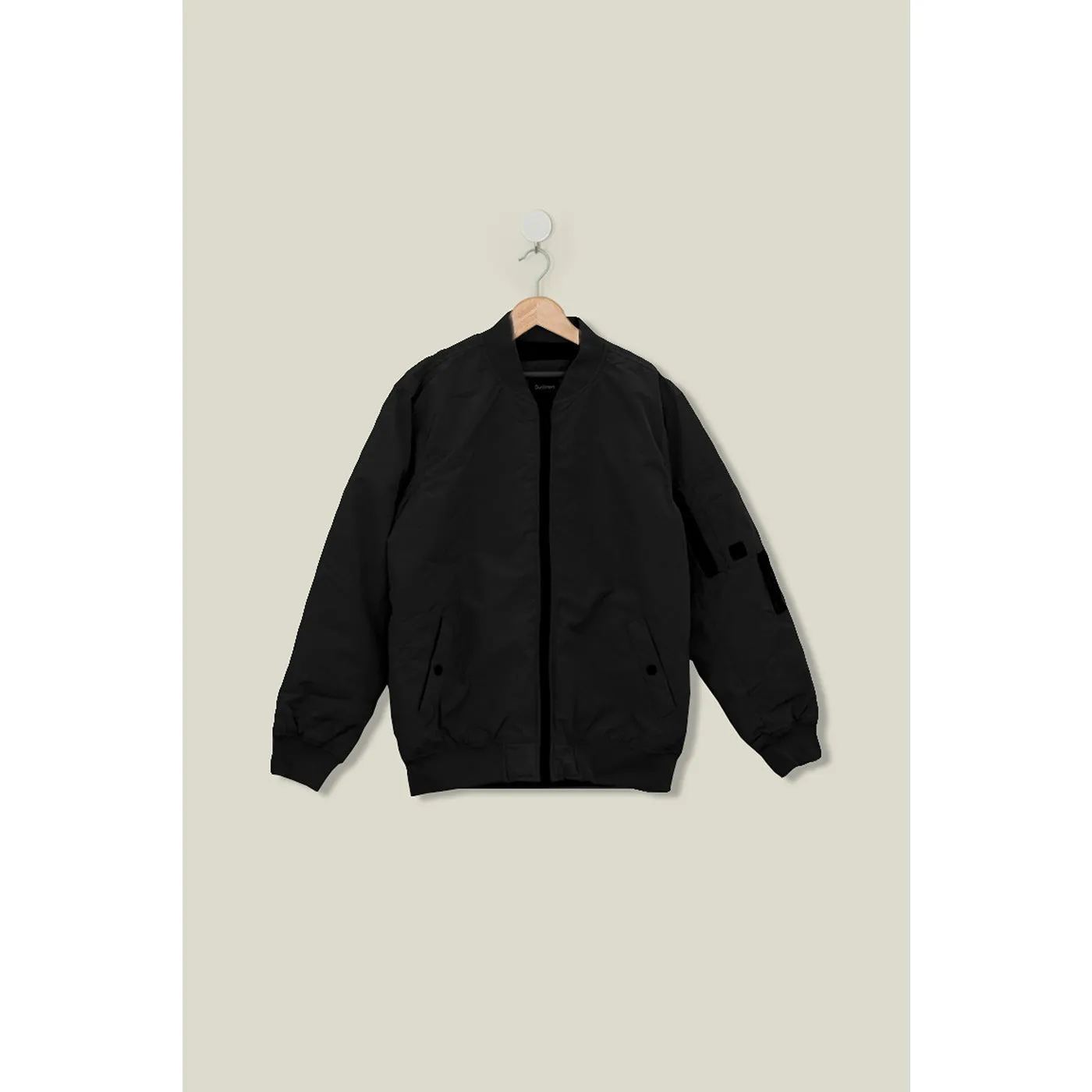 Black Bomber Jacket With Zip