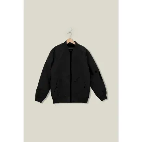 Black Bomber Jacket With Zip