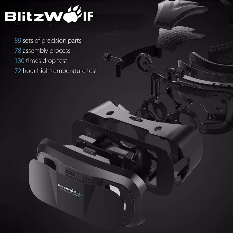 BlitzWolf Original 3D VR Virtual Reality Glasses Headset HeadMount Immersive Movie For iPhone For Samsung 3.5-6.3 Inch Phones