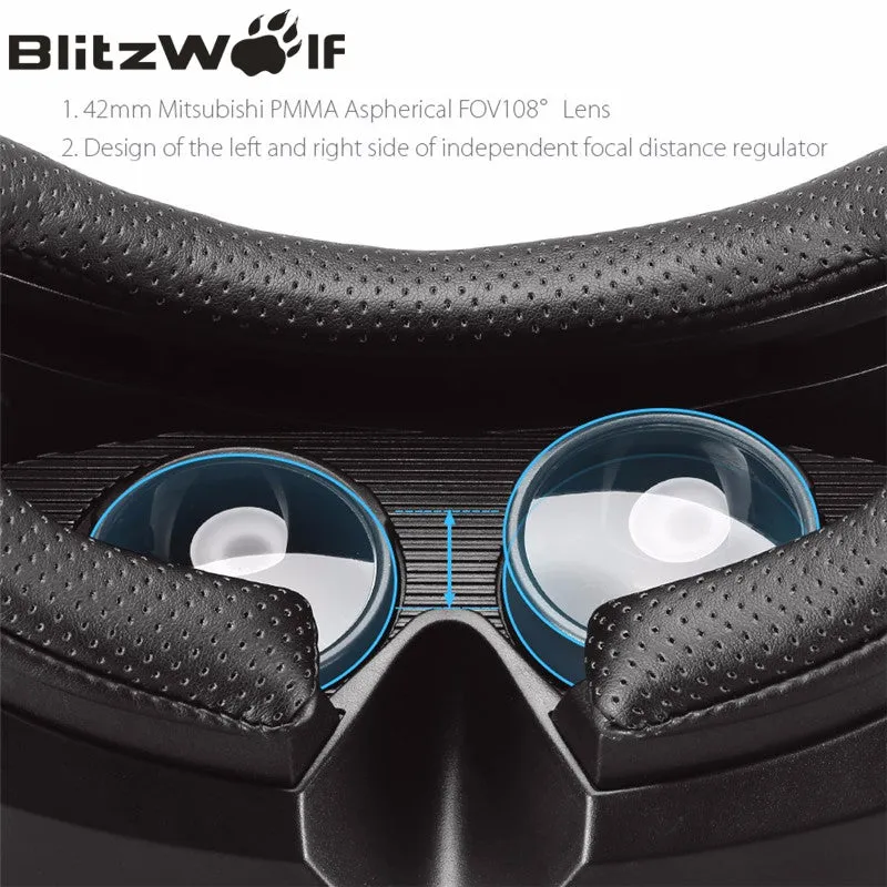 BlitzWolf Original 3D VR Virtual Reality Glasses Headset HeadMount Immersive Movie For iPhone For Samsung 3.5-6.3 Inch Phones