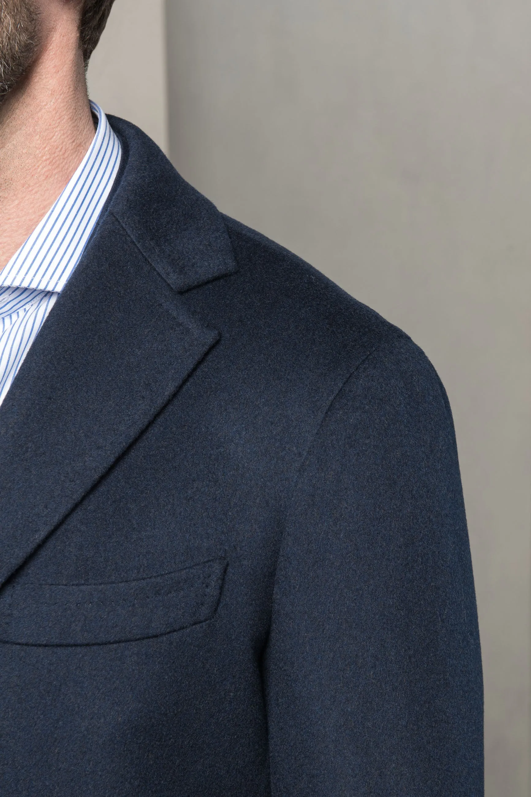 Blue coat in Loro Piana wool – Made in Italy