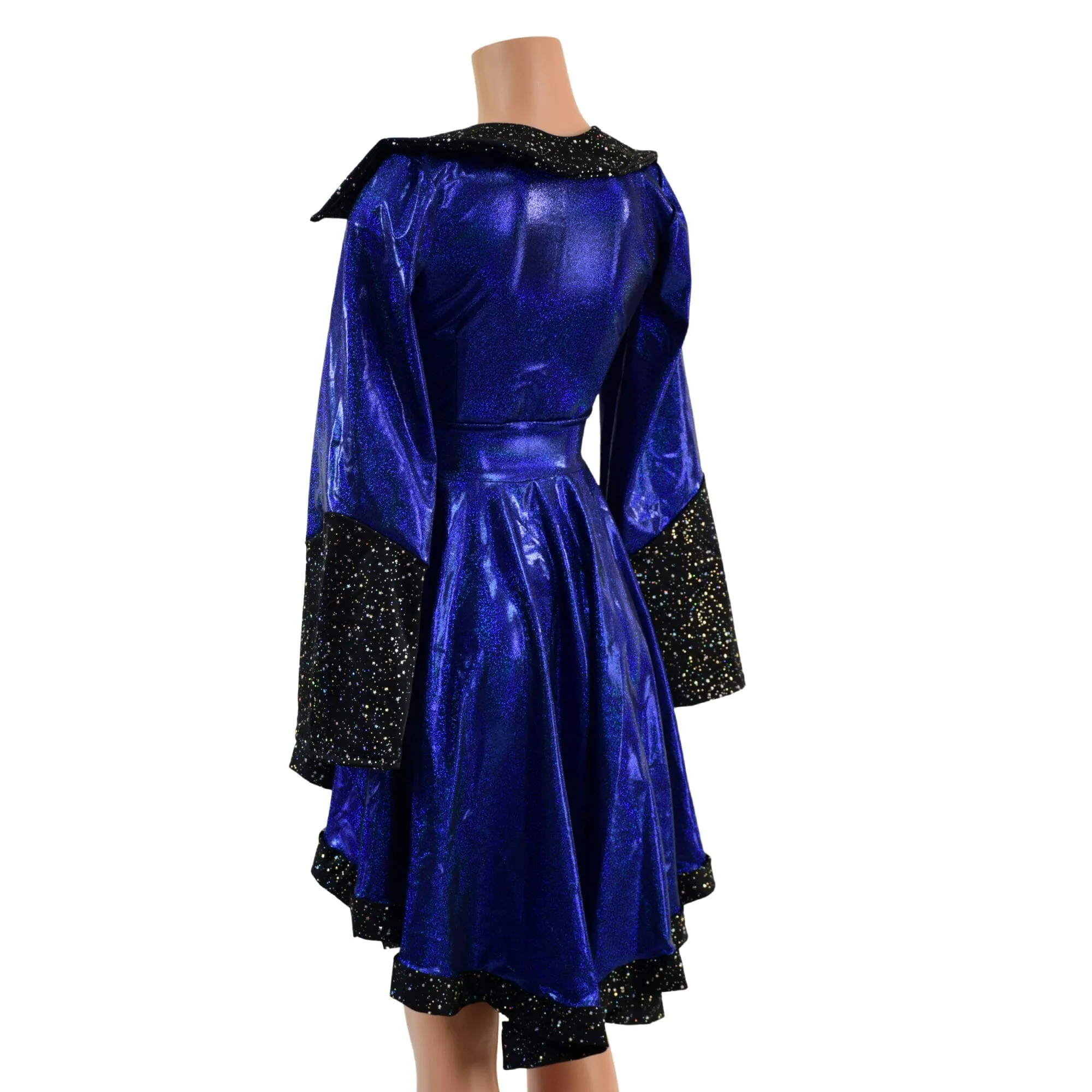 Blue Sparkly Jewel Pirate Coat with Star Noir Trim