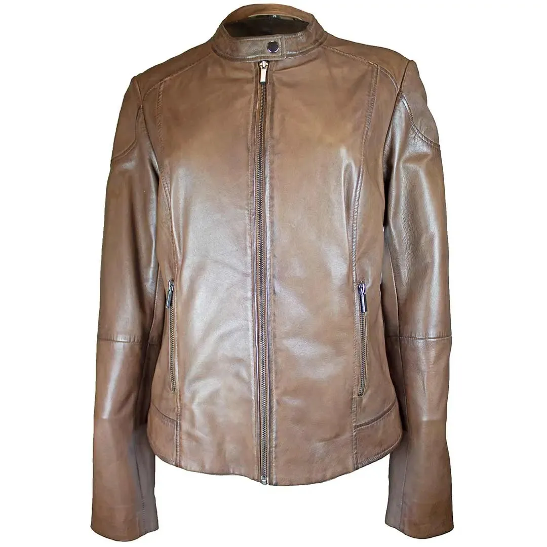 BOL Women's Vintage Texas  Leather Moto Jacket