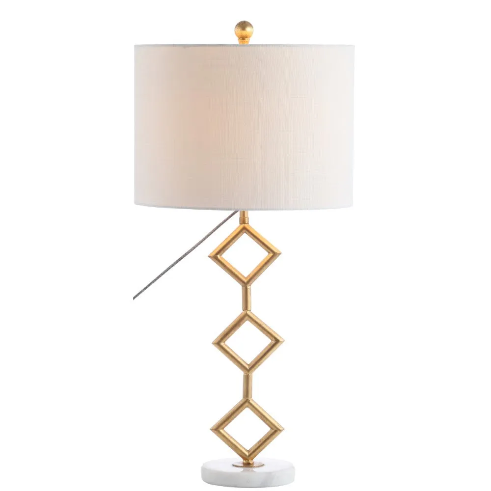 Borer 29.5" Modern Gilt Metal with Marble Base LED Table Lamp