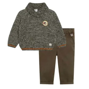 Boys Khaki Wool Jumper & Trousers