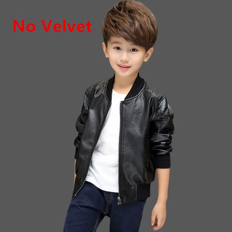 Boys Leather Jacket - Tan , Color