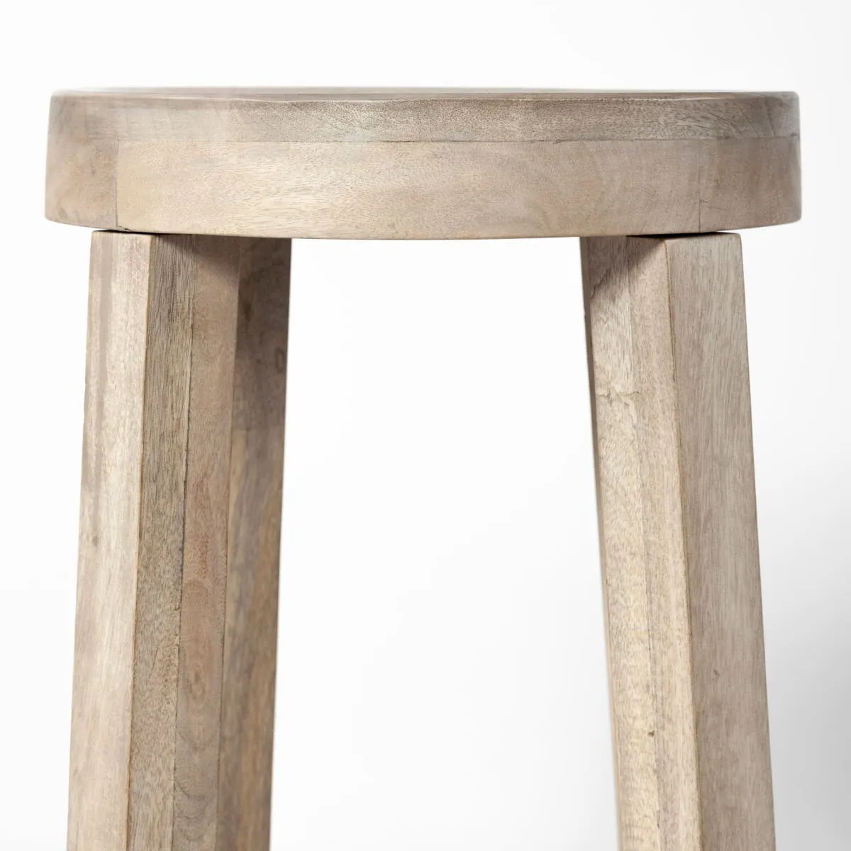 Brahma Bar Counter Stool White Washed Wood | 30H