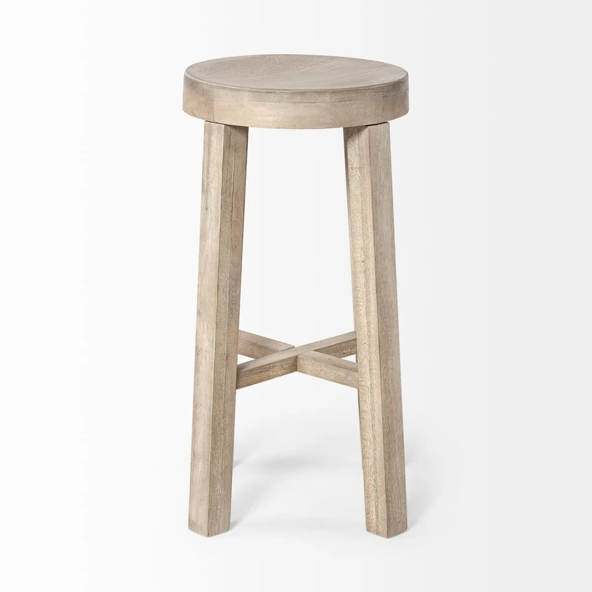 Brahma Bar Counter Stool White Washed Wood | 30H