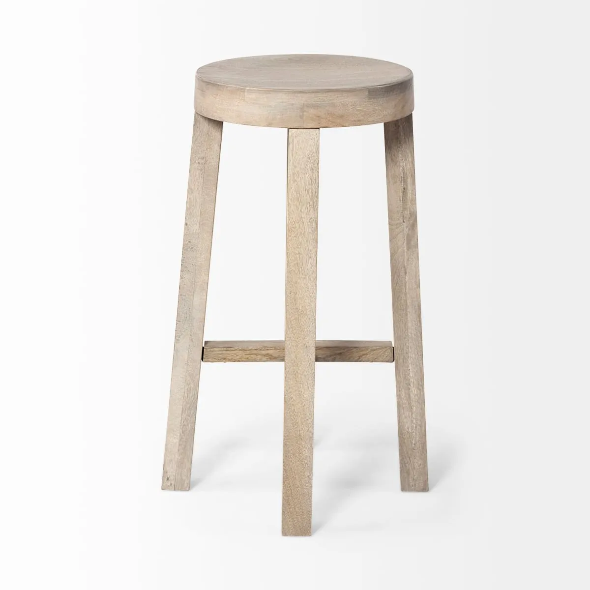 Brahma Bar Counter Stool White Washed Wood | 30H