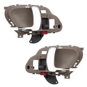 Brock Aftermarket Replacement Driver Left Passenger Right Inside Specialty Door Handle Set with Tan Housing and Chrome Handel Compatible with 1995-2000 Chevy Tahoe