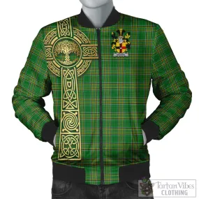 Brooke Irish Clan Tartan Bomber Jacket with Coat of Arms Celtic Tree of Life Style