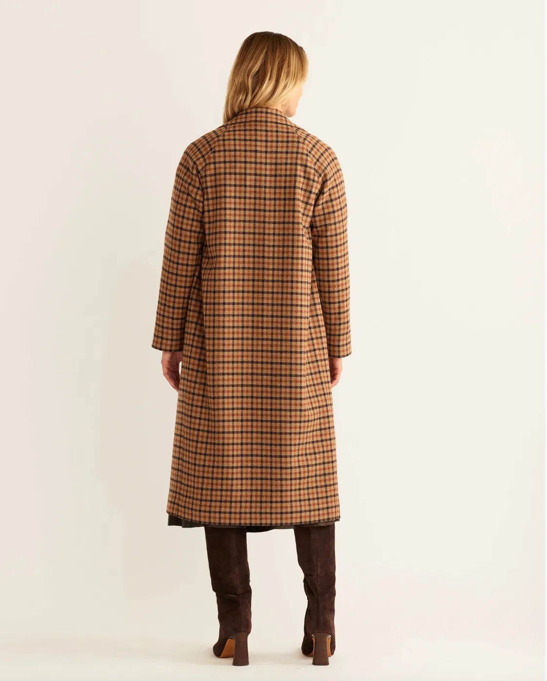 Brooklyn Wool Coat<br>Tan Mix Multi Check