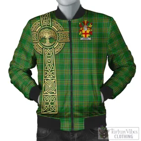 Burgh Irish Clan Tartan Bomber Jacket with Coat of Arms Celtic Tree of Life Style