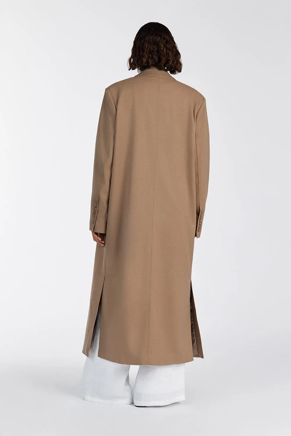 CELINA TAN WOOL BLEND COAT