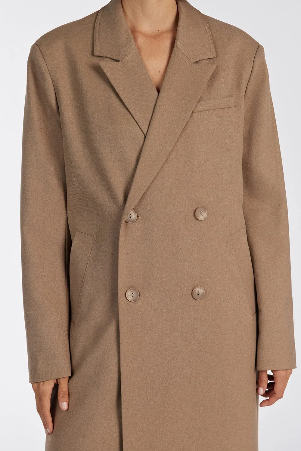 CELINA TAN WOOL BLEND COAT