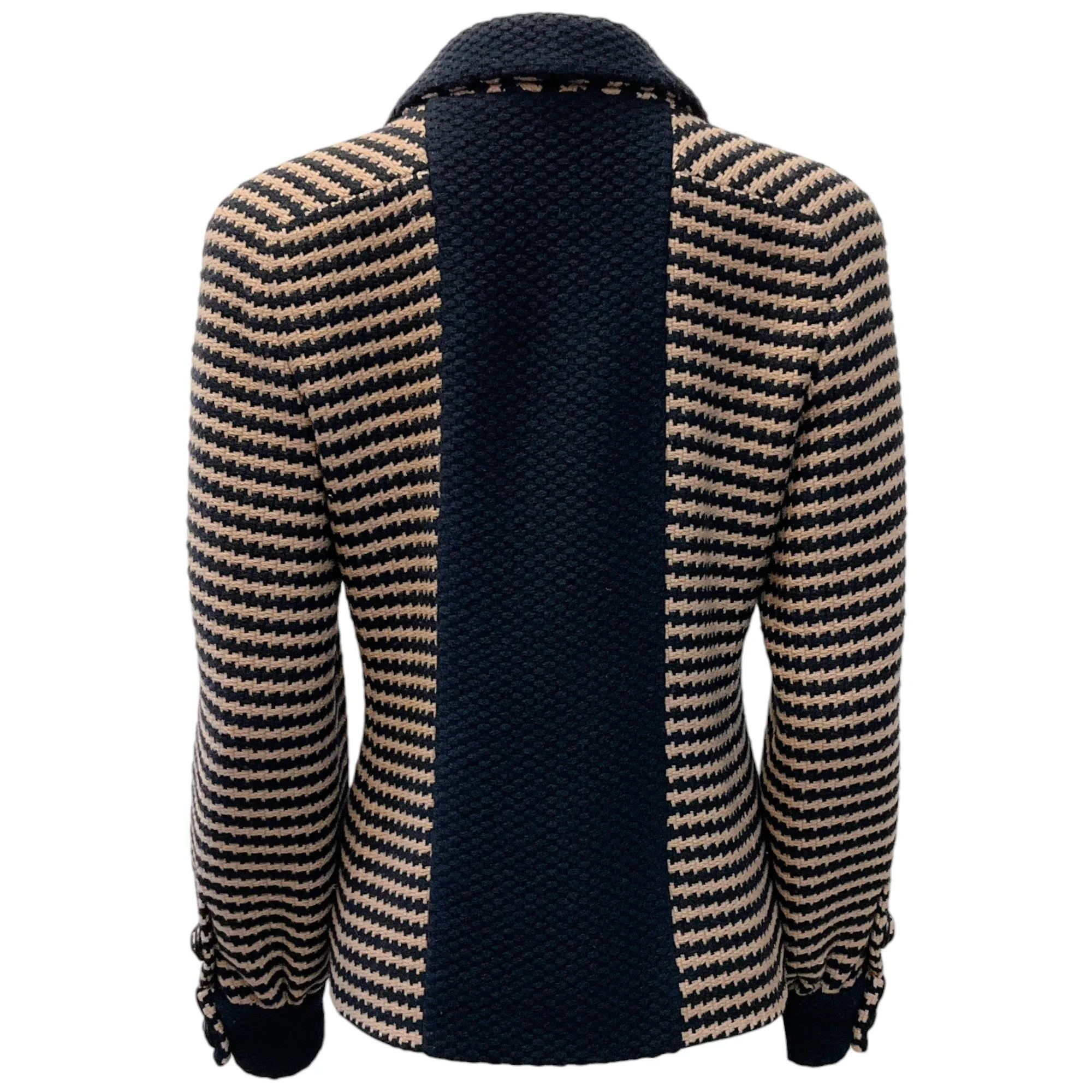 Chanel Blue / Tan Wool Knit Blazer