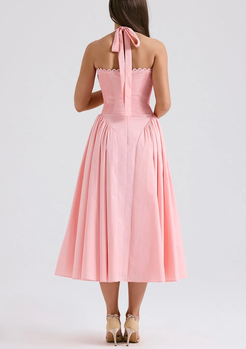 Christina Pink Halter Midi Dress