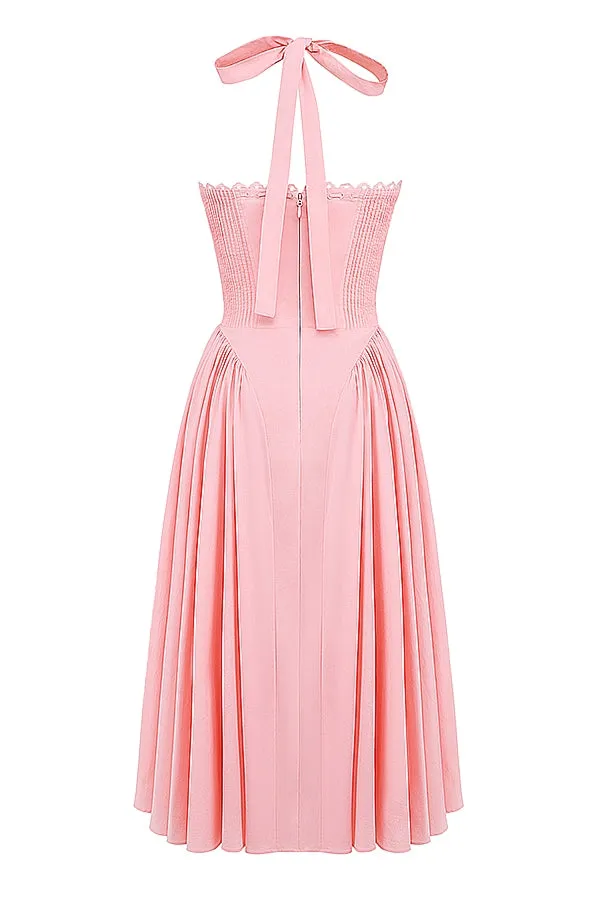 Christina Pink Halter Midi Dress