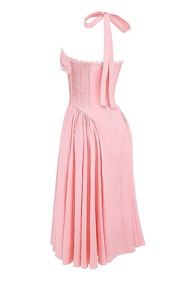 Christina Pink Halter Midi Dress