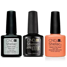 CND - Shellac Xpress5 Combo - Base, Top & Shells In The Sand (0.25 oz)