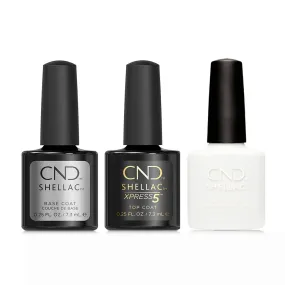 CND - Shellac Xpress5 Combo - Base, Top & Studio White (0.25 oz)