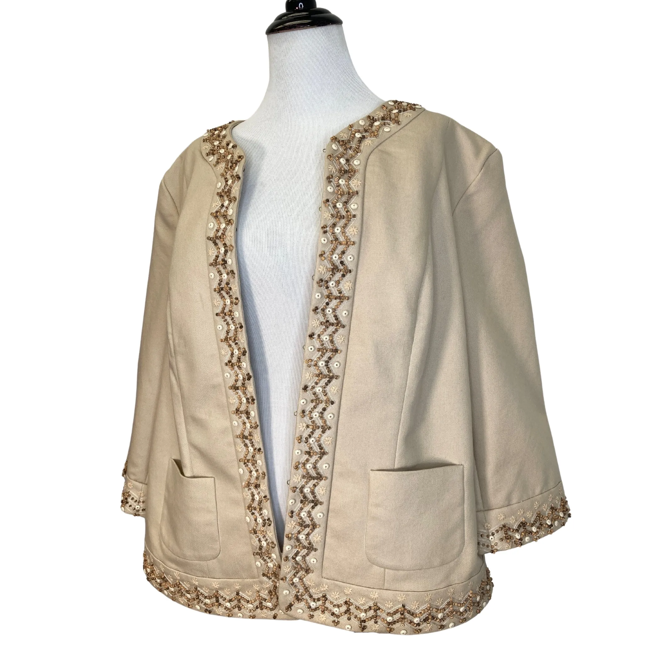 Dana Buchman Beaded Tan Jacket