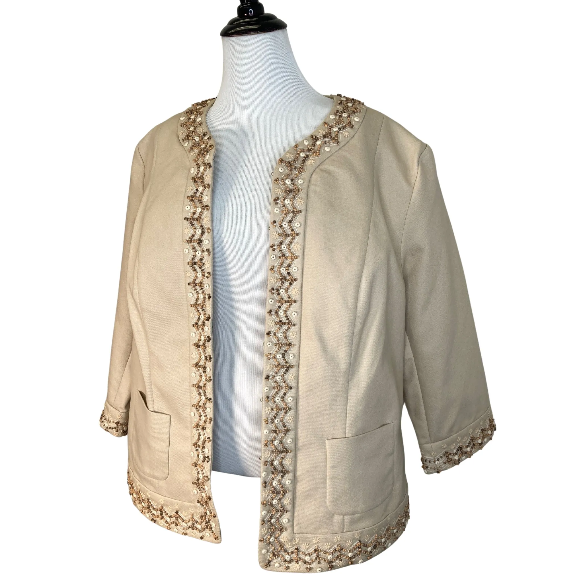 Dana Buchman Beaded Tan Jacket