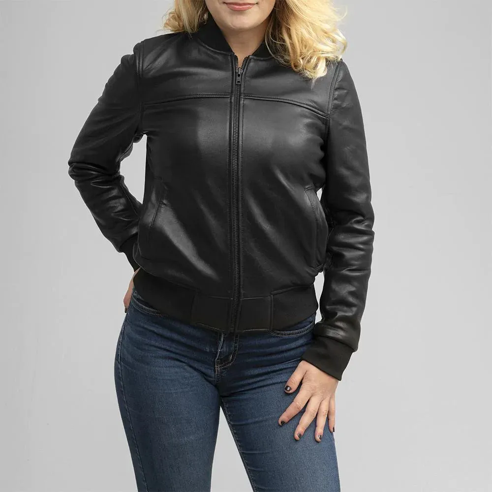 Dani Womens Fashion Leather Bomber Jacket