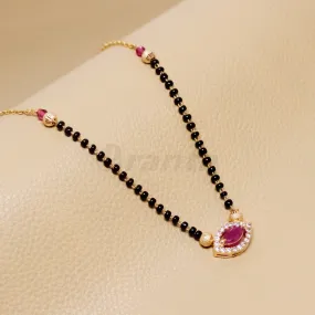 Dark Pink Marquise Diamond Mangalsutra For Women