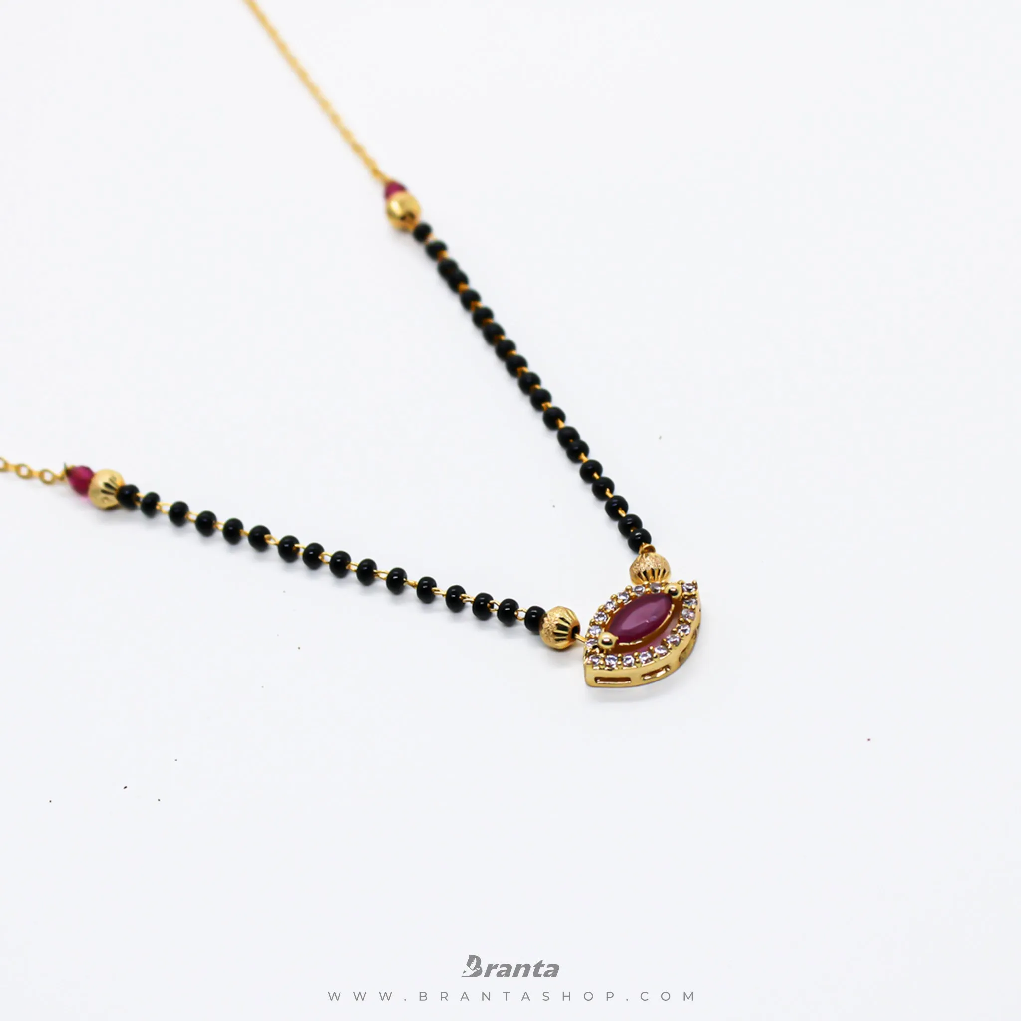 Dark Pink Marquise Diamond Mangalsutra For Women