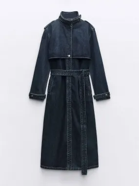 Denim trench coat