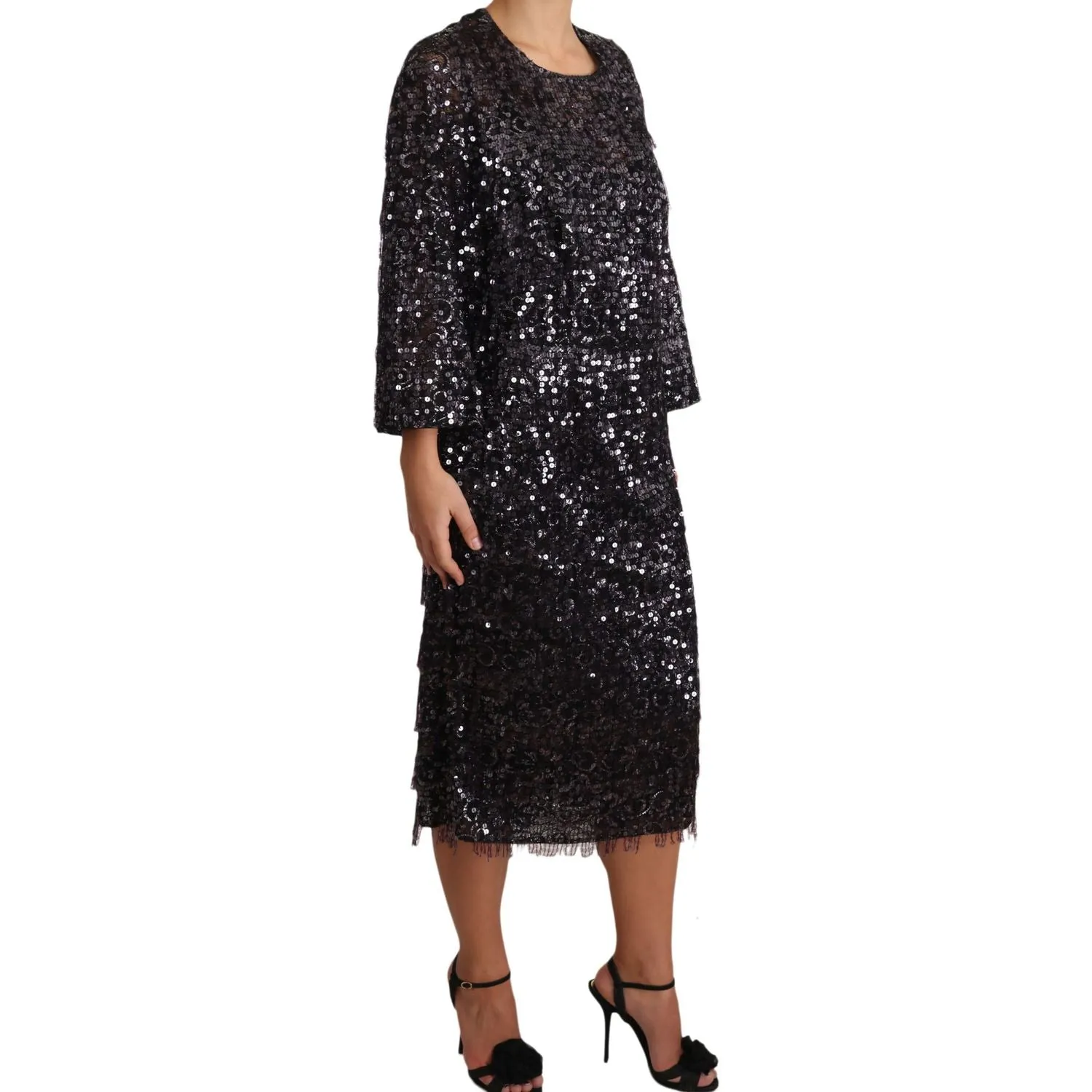 Dolce & Gabbana Sequined Shift Midi Dress – Timeless Elegance