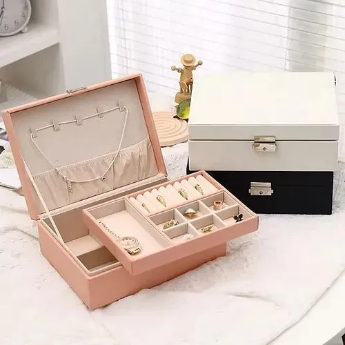 Double Layer Leather Jewellery Box