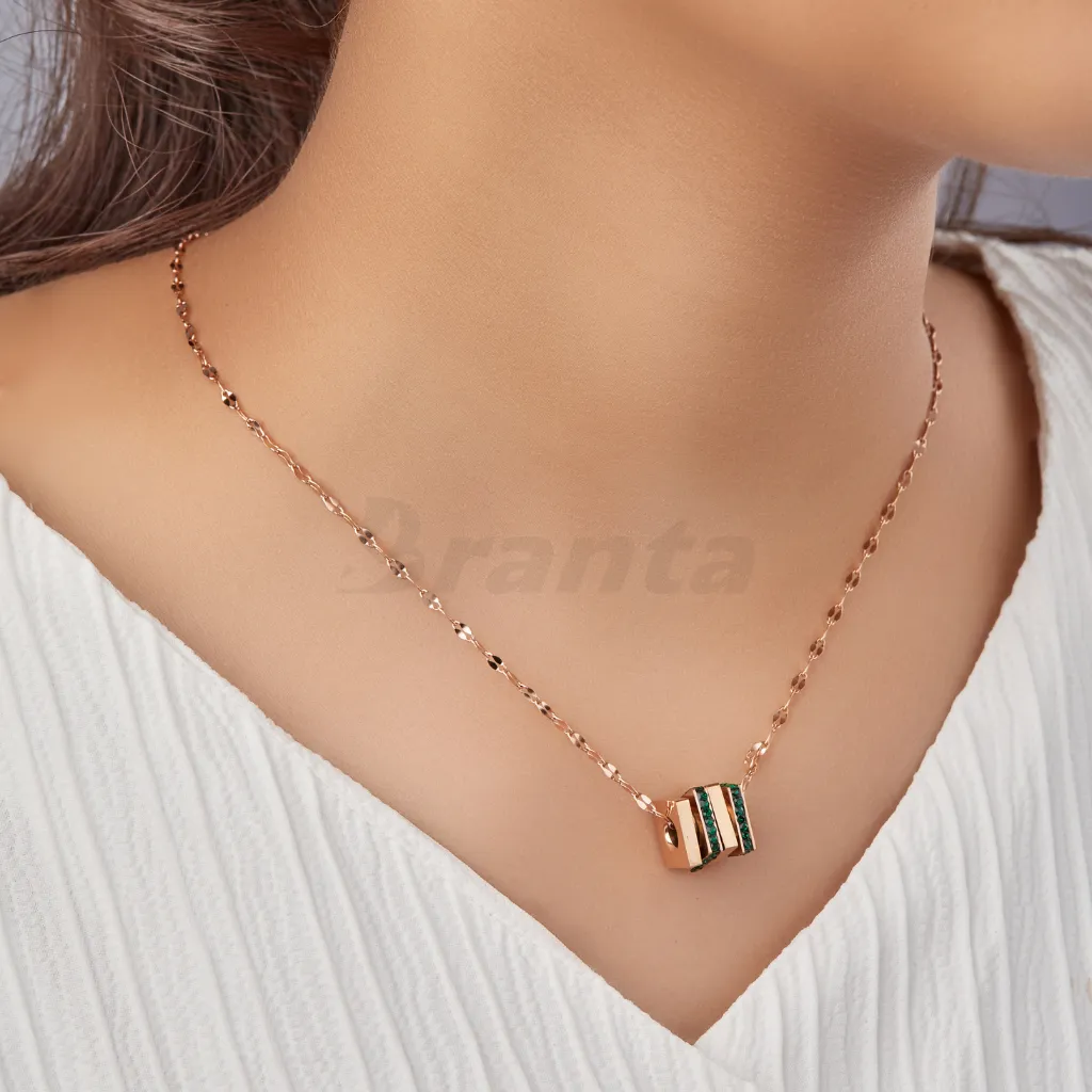 Emerald Brilliance Pendant Rose Gold Necklace For Women