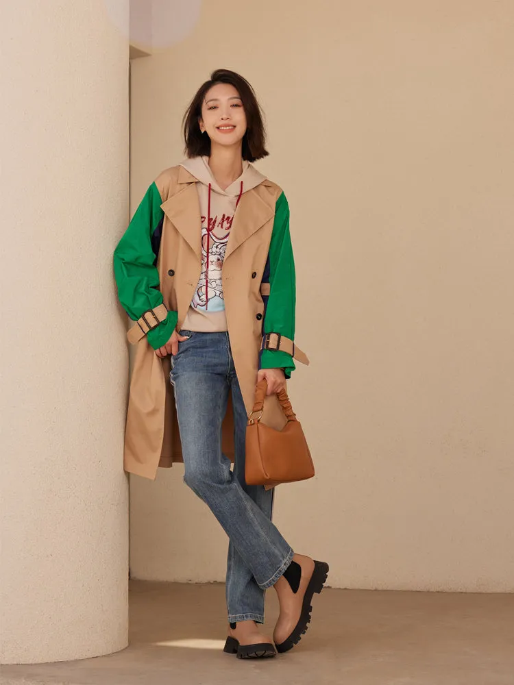 EP YAYING Two-tone Trench Coat