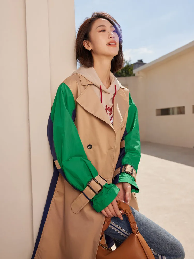 EP YAYING Two-tone Trench Coat