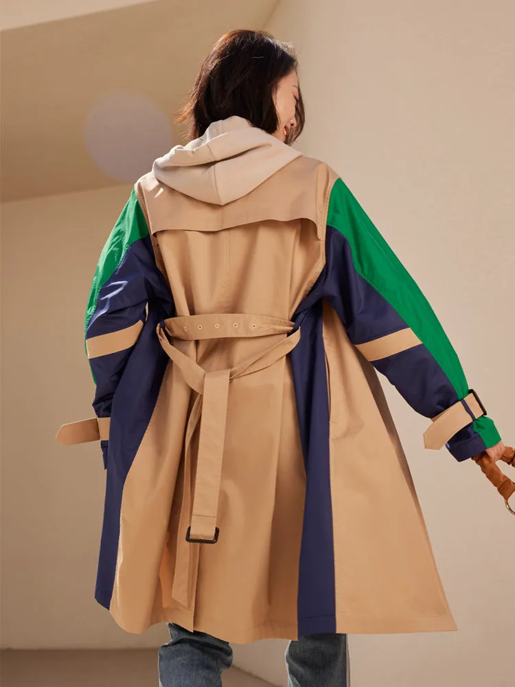 EP YAYING Two-tone Trench Coat