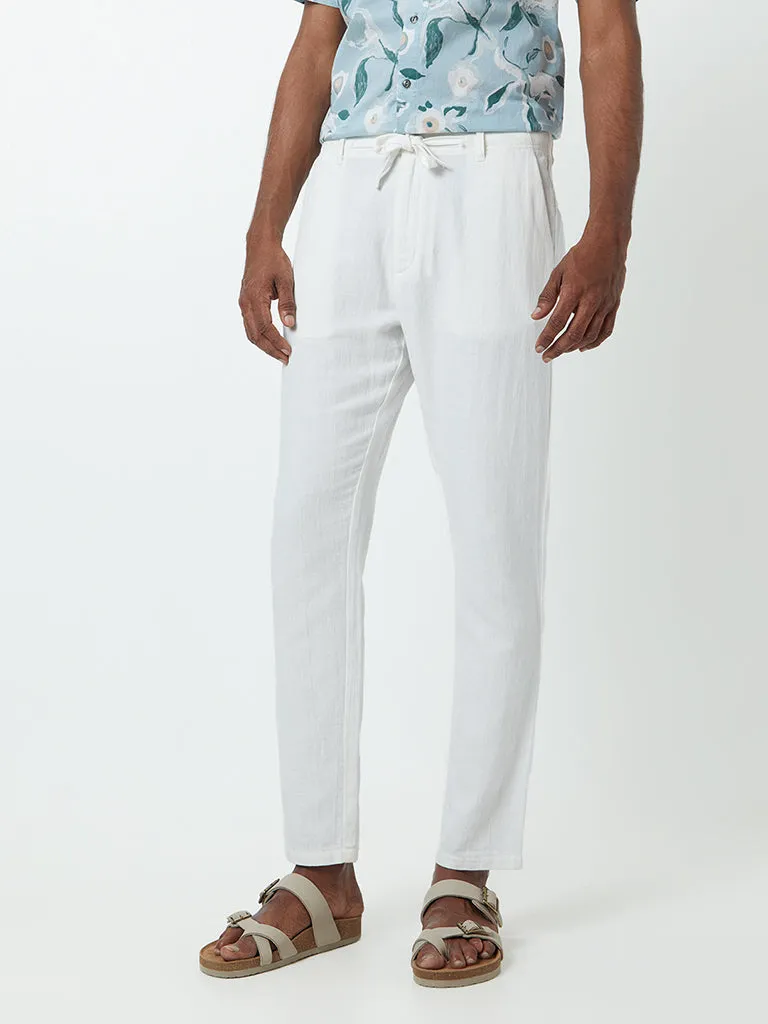 ETA Off-White Slim-Fit Mid-Rise Blended Linen Blended Linen Chinos