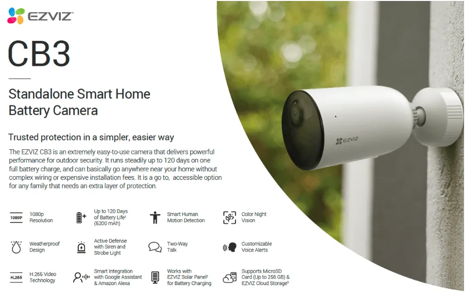 EZVIZ CB3 SMART HOME BATTERY OUTDOOR CAMERA CS-CB3