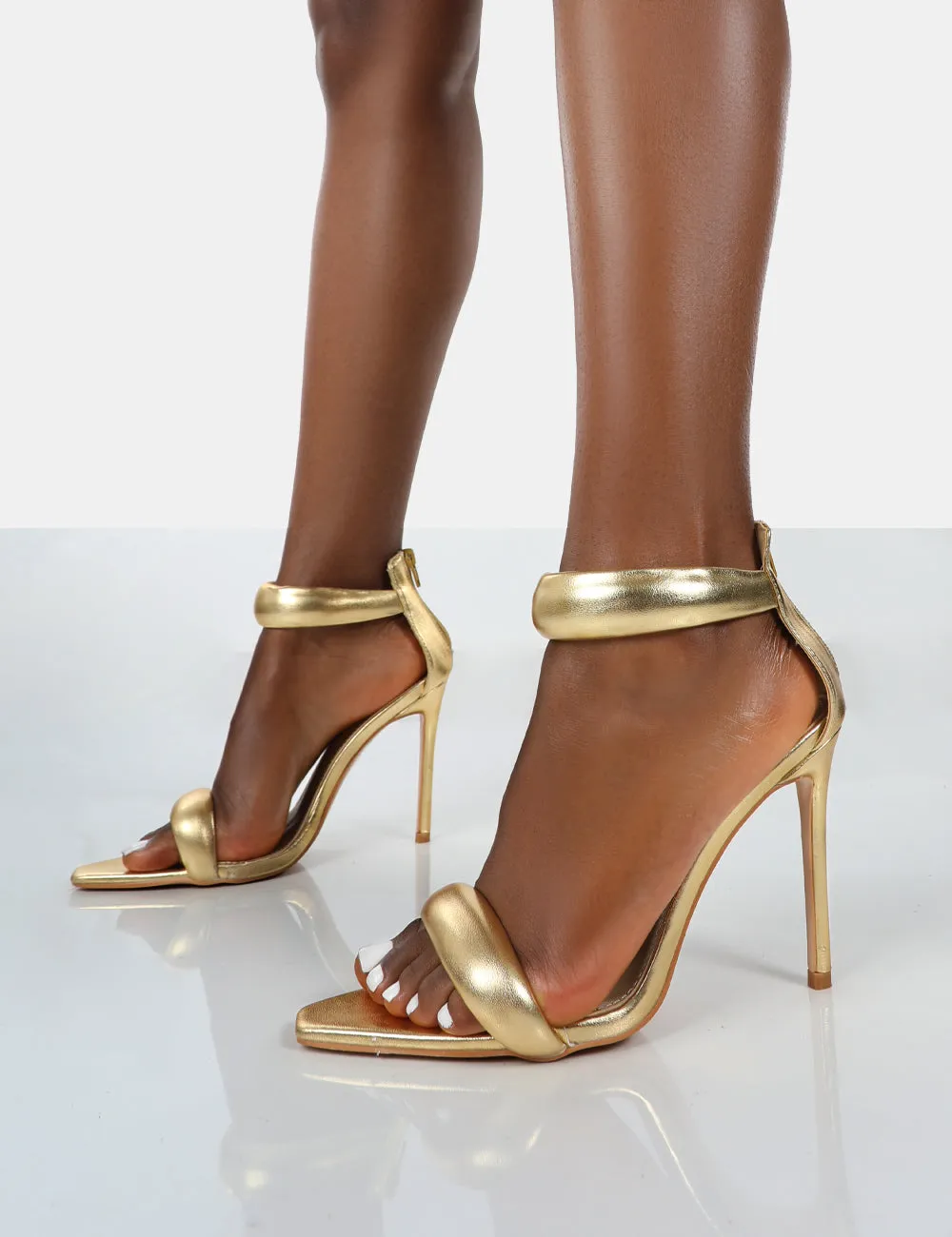 Fika Gold Strappy Stiletto Party High Heels