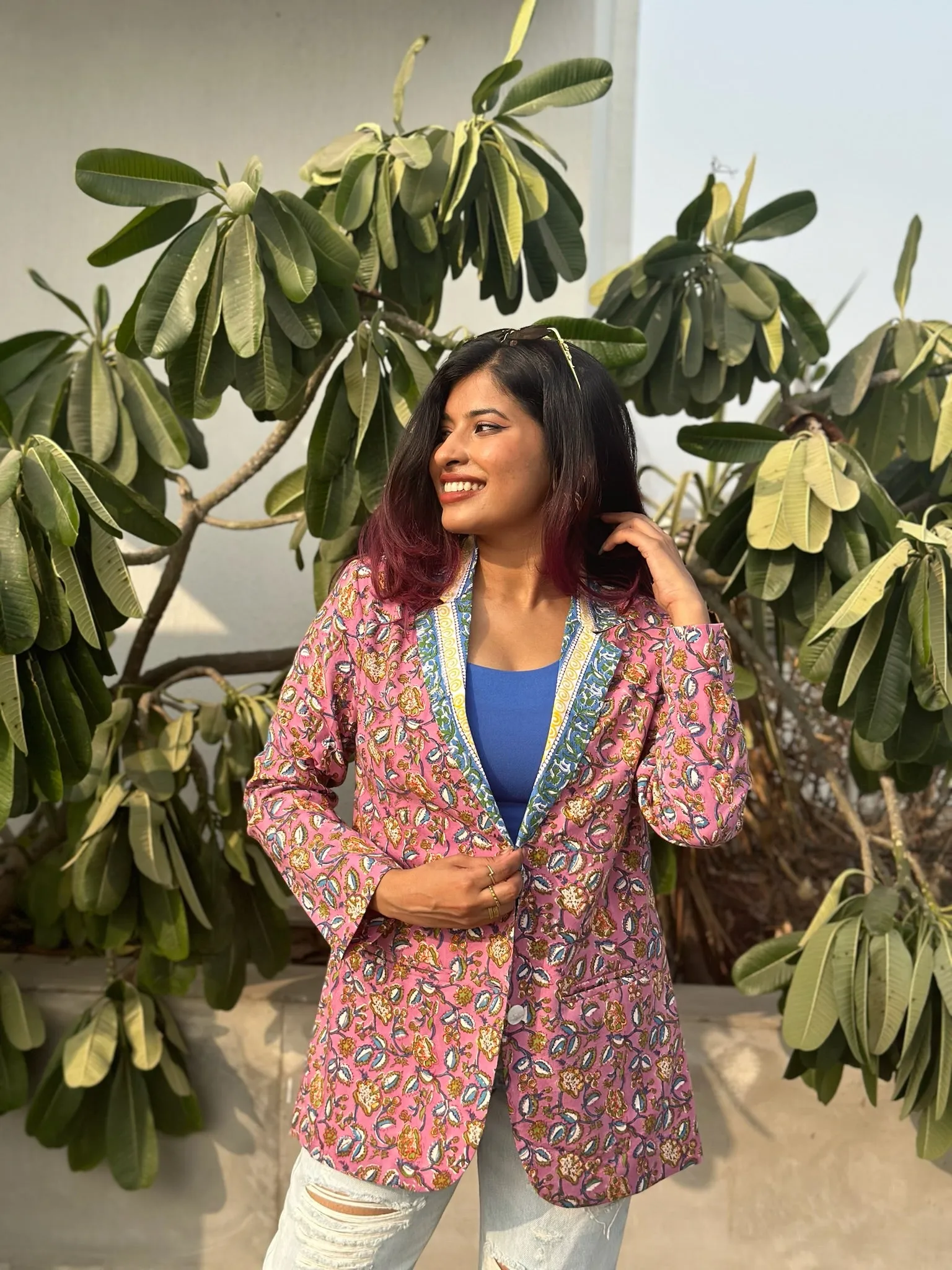 Floral Raspberry Mauve Blazer