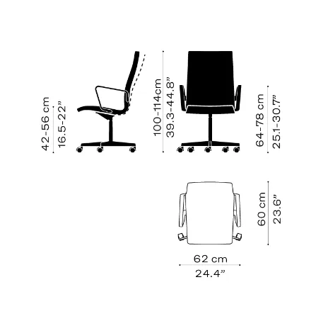 Fritz Hansen Oxford™ Office Armchair Leather With Wheels