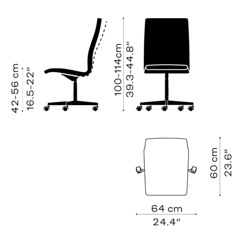 Fritz Hansen Oxford™ Office Chair Leather With Wheels