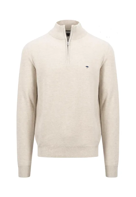 FYNCH HATTON® Troyer 1/4 Zip Structure Mix/Winter White - New AW24