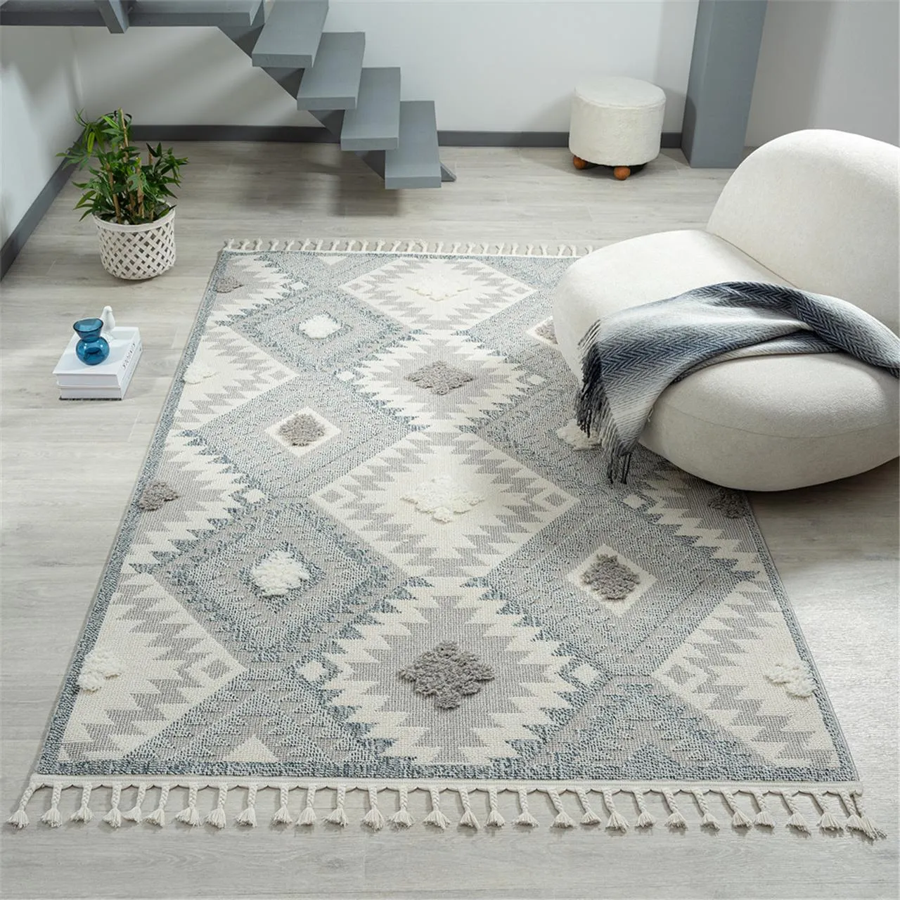 Geometric Design Turkish Rug 543 Pebble